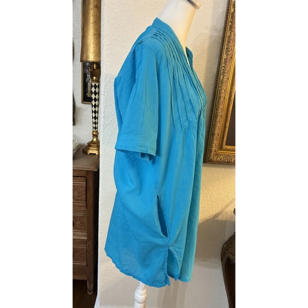 Lauren Ralph Lauren Turquoise Cotton Swim Coverup Tunic Small 100% Cotton